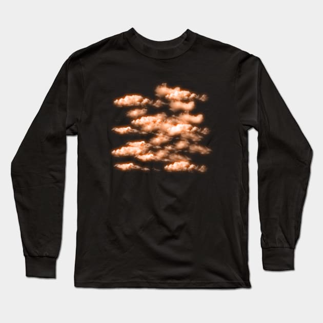 Orange Clouds - Night Sky Clouds Long Sleeve T-Shirt by ArtsoftheHeart